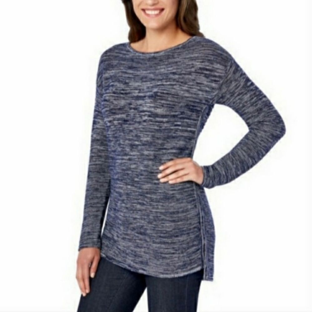 Ellen Tracy Marled Purple Tunic Pullover Sweater Size Medium